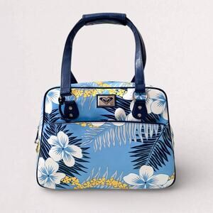 Y2K Roxy Quicksilver Weekender Beach Bowling Bag Blue Hibiscus Surf Hawaiian